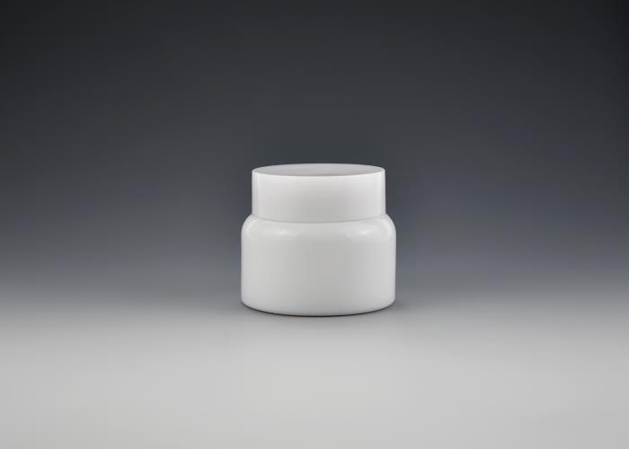 JG-AH50, 50ml Boston Round Opal White Glass Cosmetic Jar